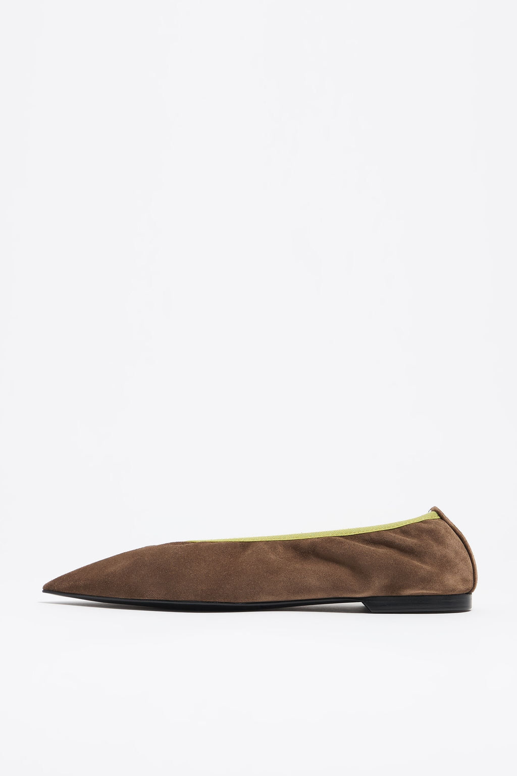 Brown suede pointed toe ballerina