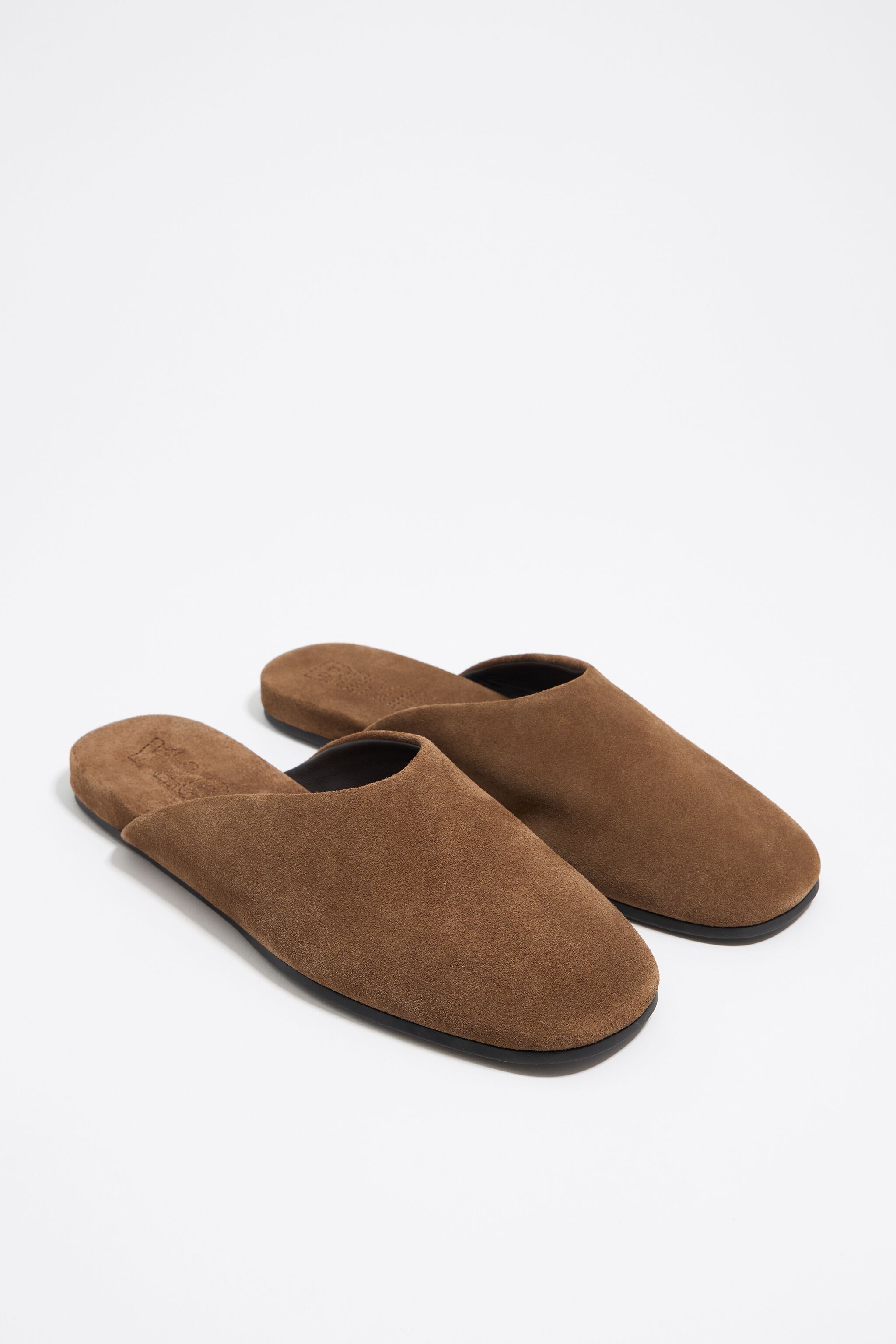 Brown suede leather mule