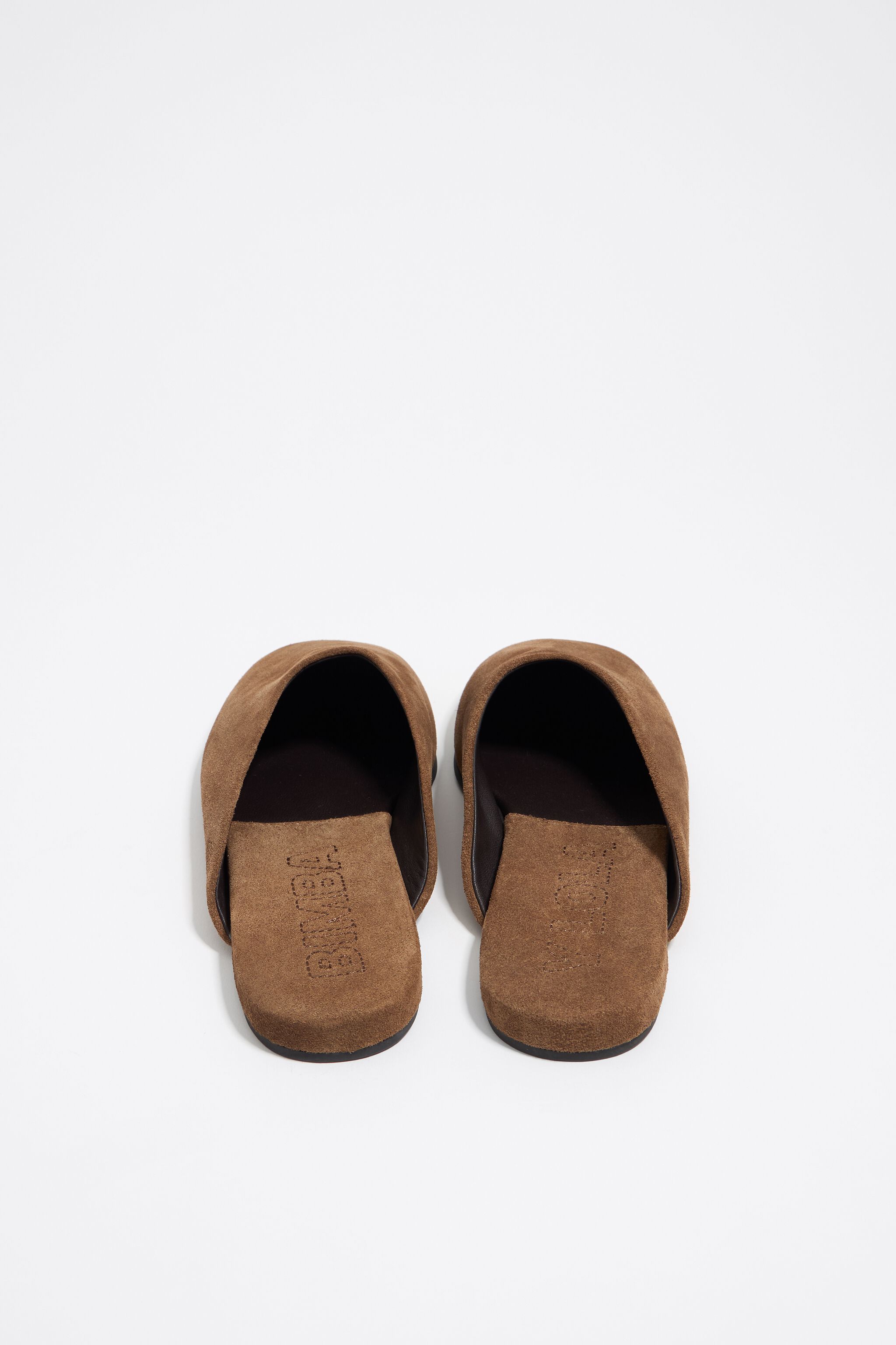 Brown suede leather mule