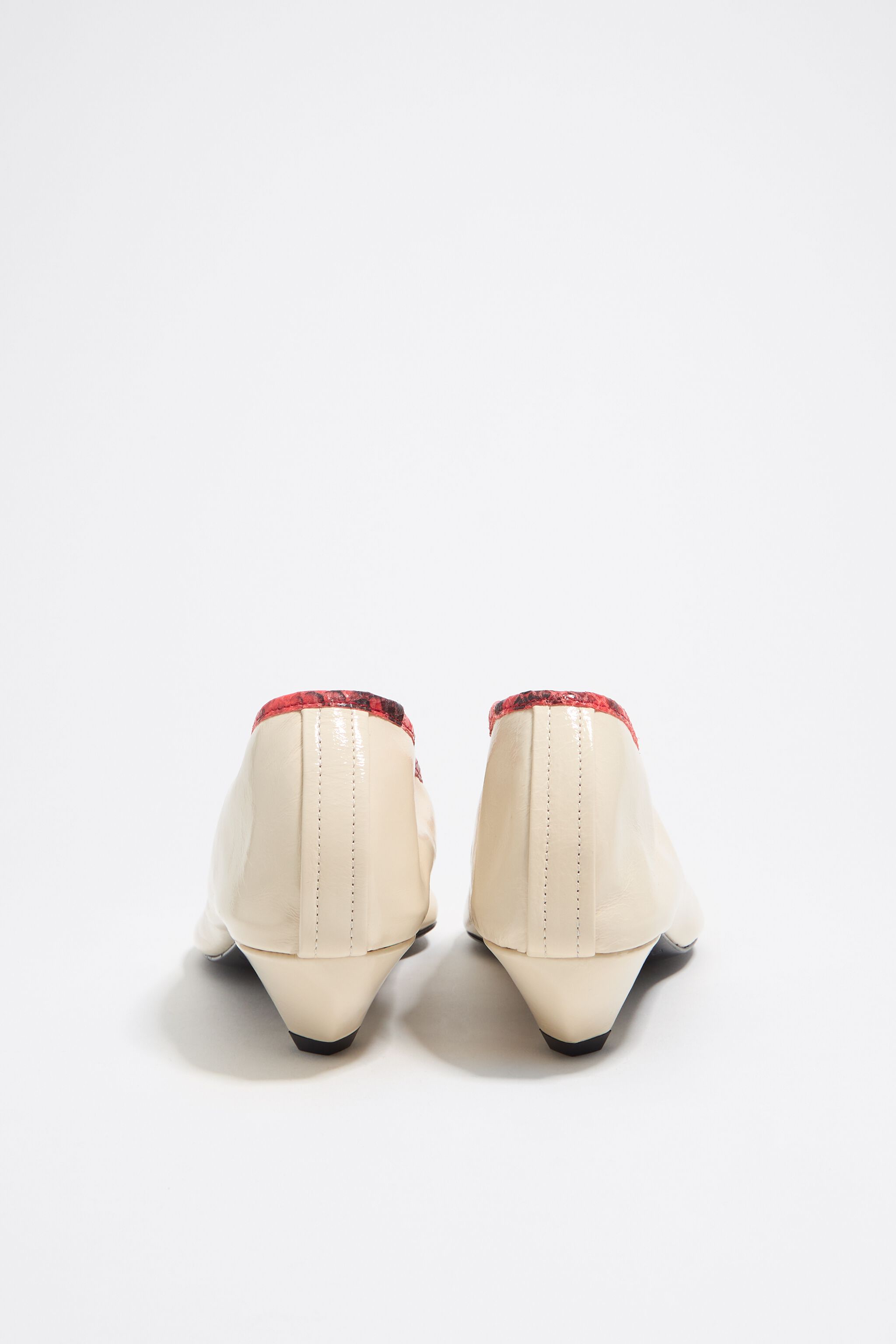 White leather small heel court shoe