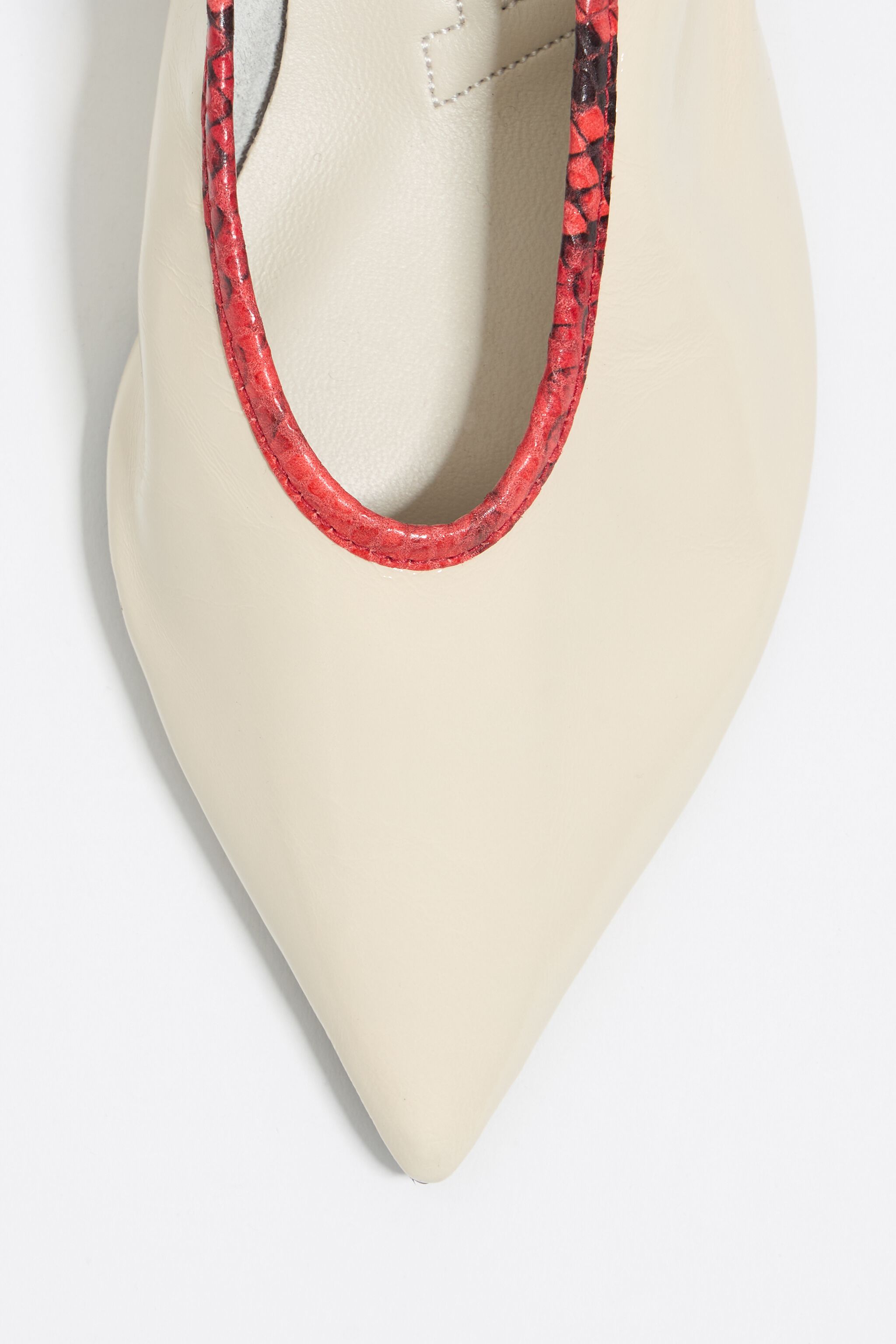 White leather small heel court shoe