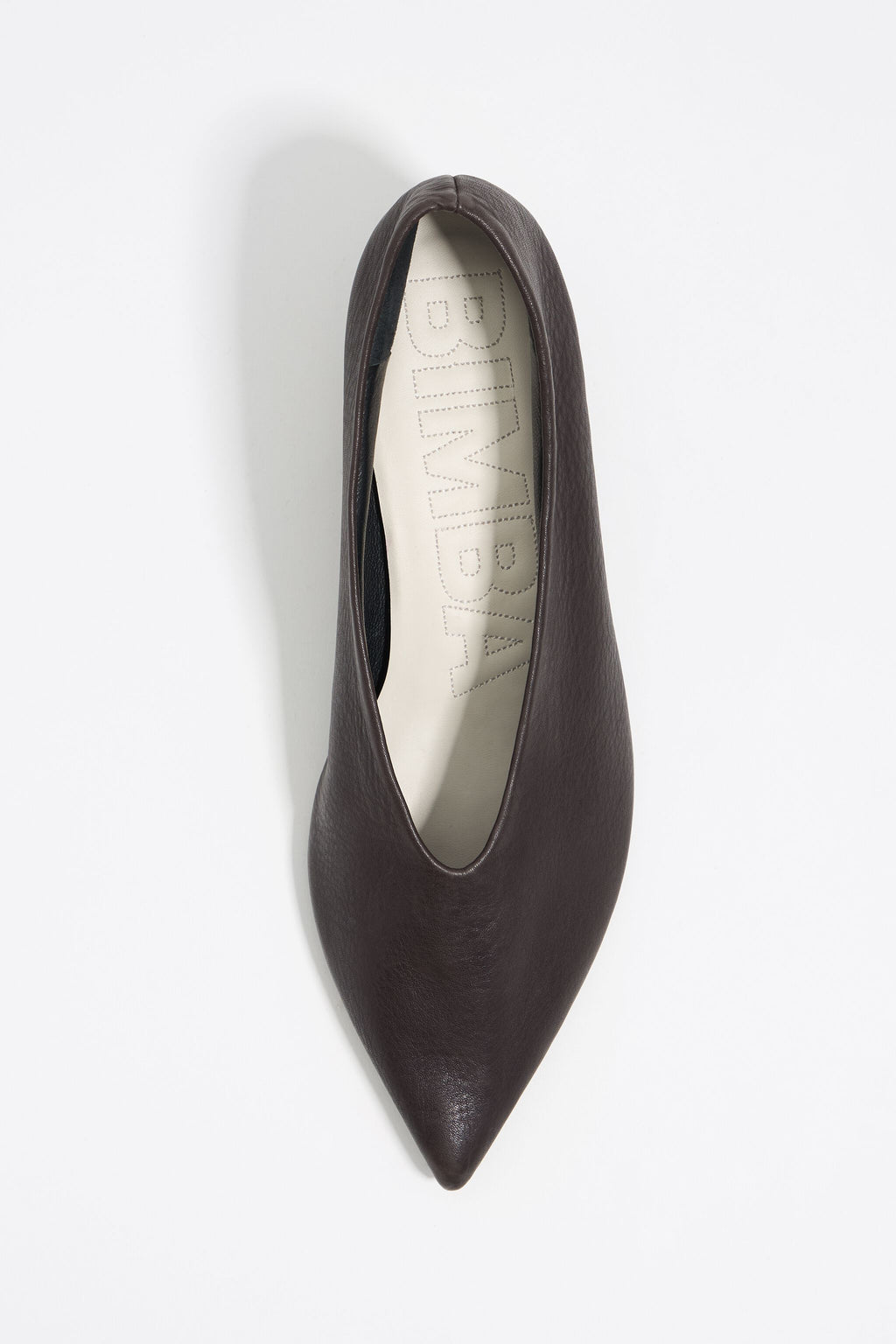 Chocolate leather medium heel court shoe