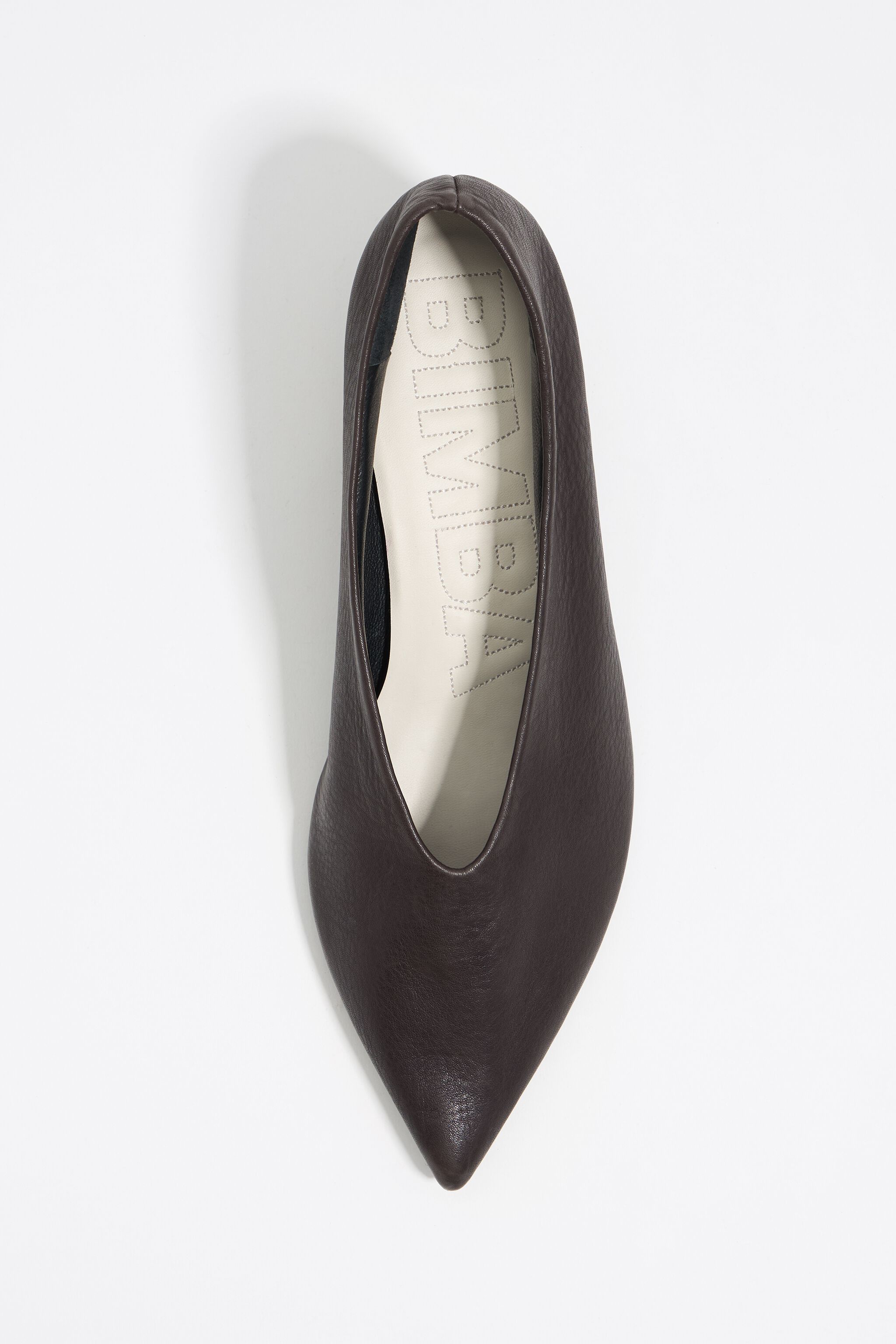 Chocolate leather medium heel court shoe