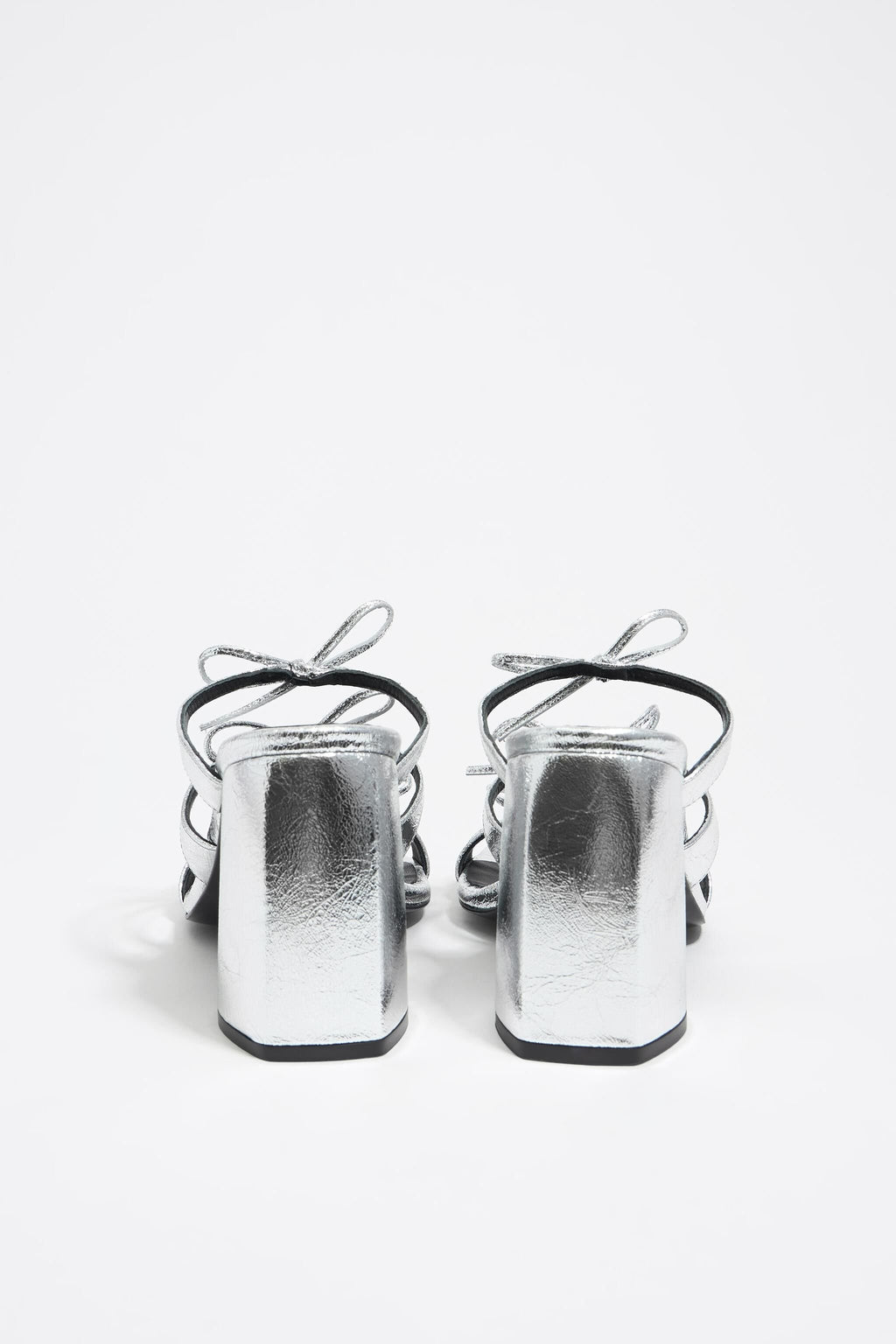 Silver leather heeled sandal