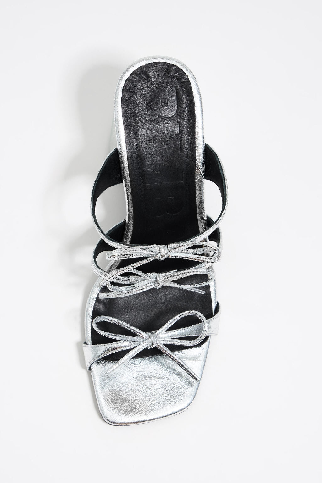 Silver leather heeled sandal