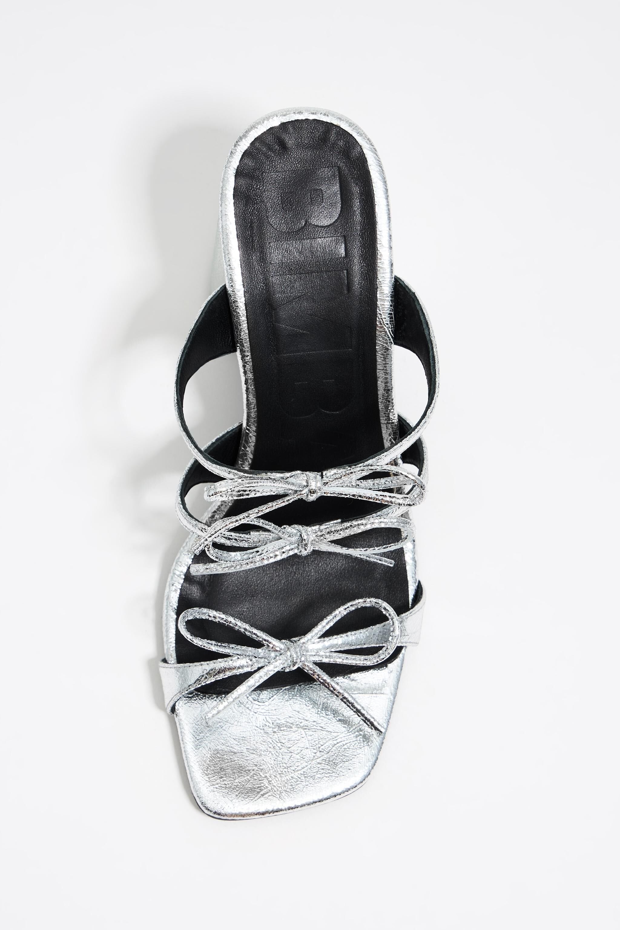 Silver leather heeled sandal