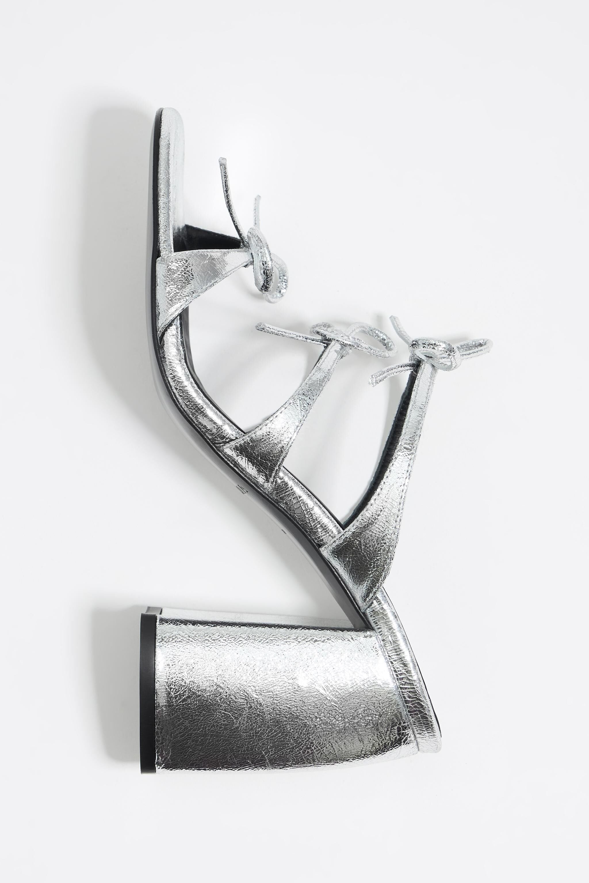 Silver leather heeled sandal