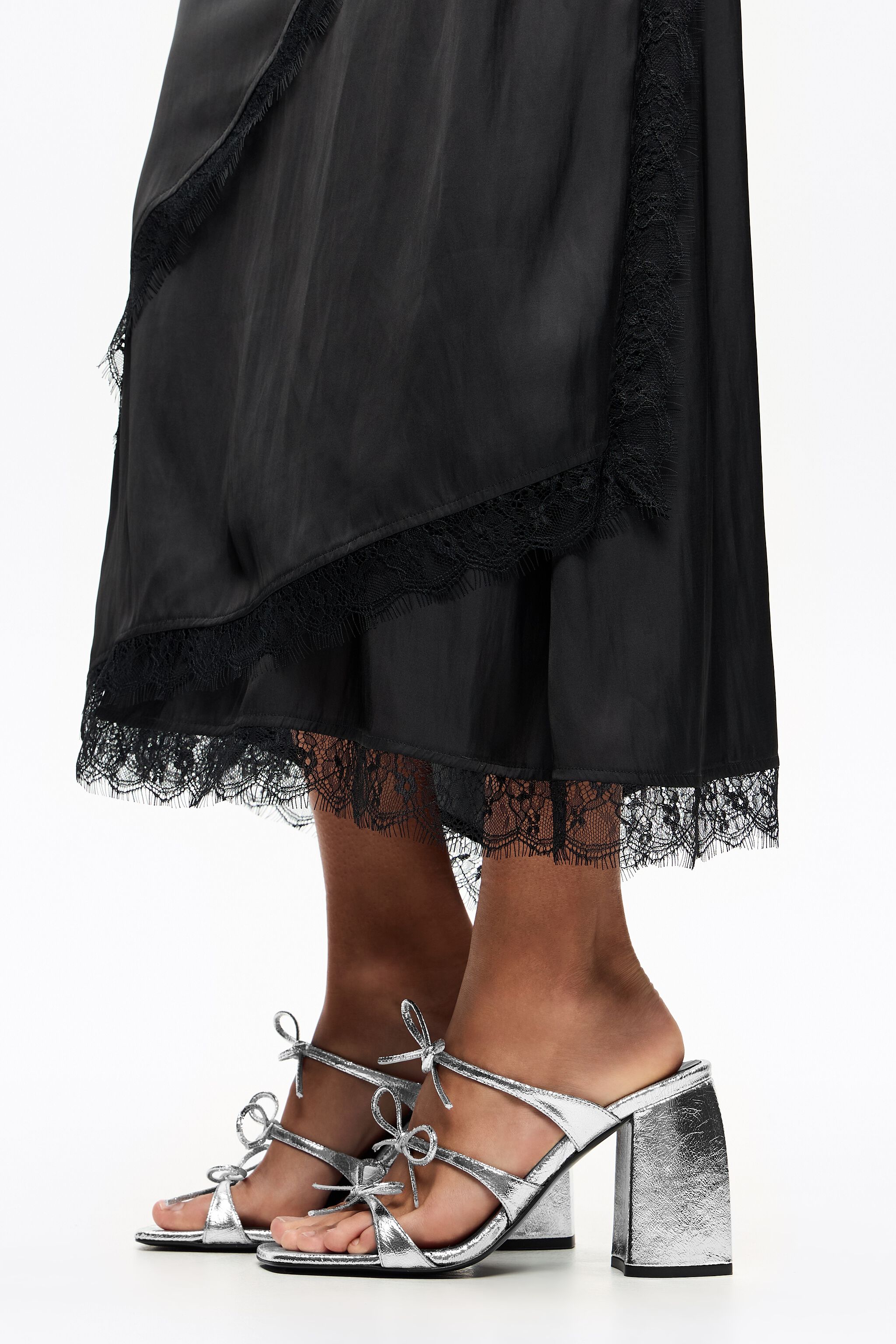 Silver leather heeled sandal