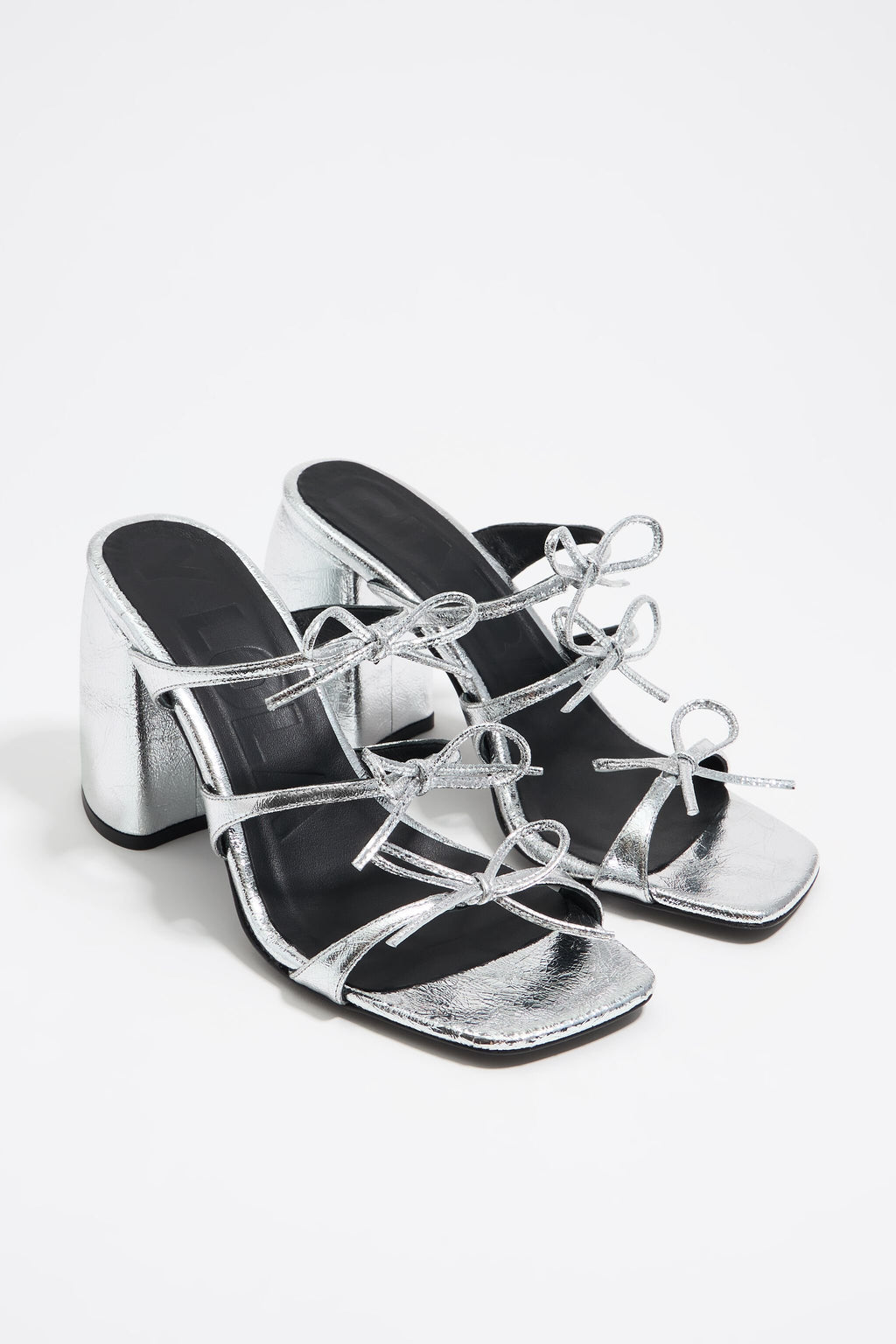 Silver leather heeled sandal