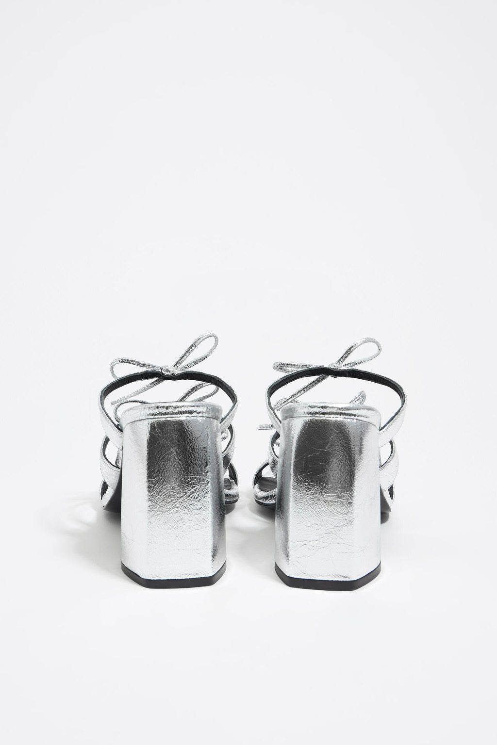 Silver leather heeled sandal