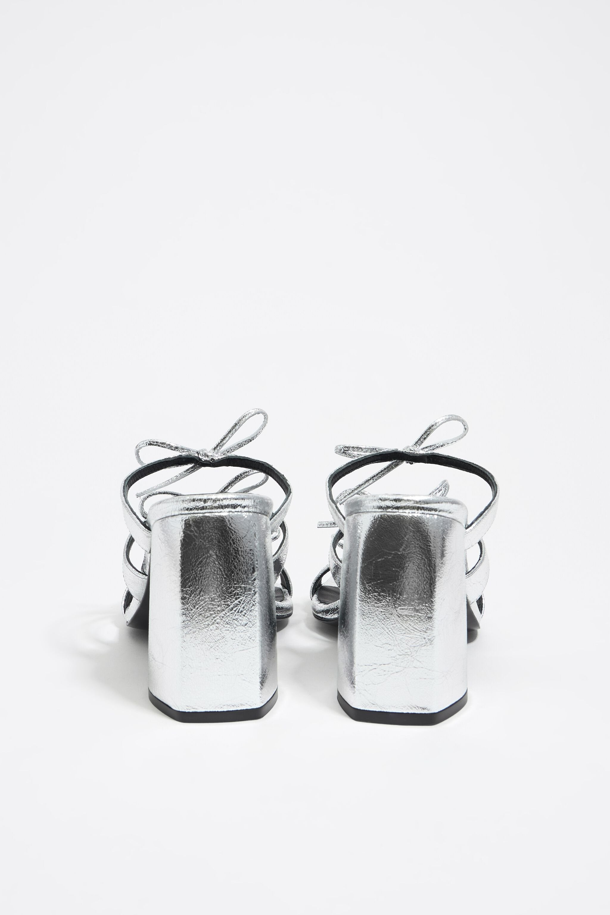 Silver leather heeled sandal