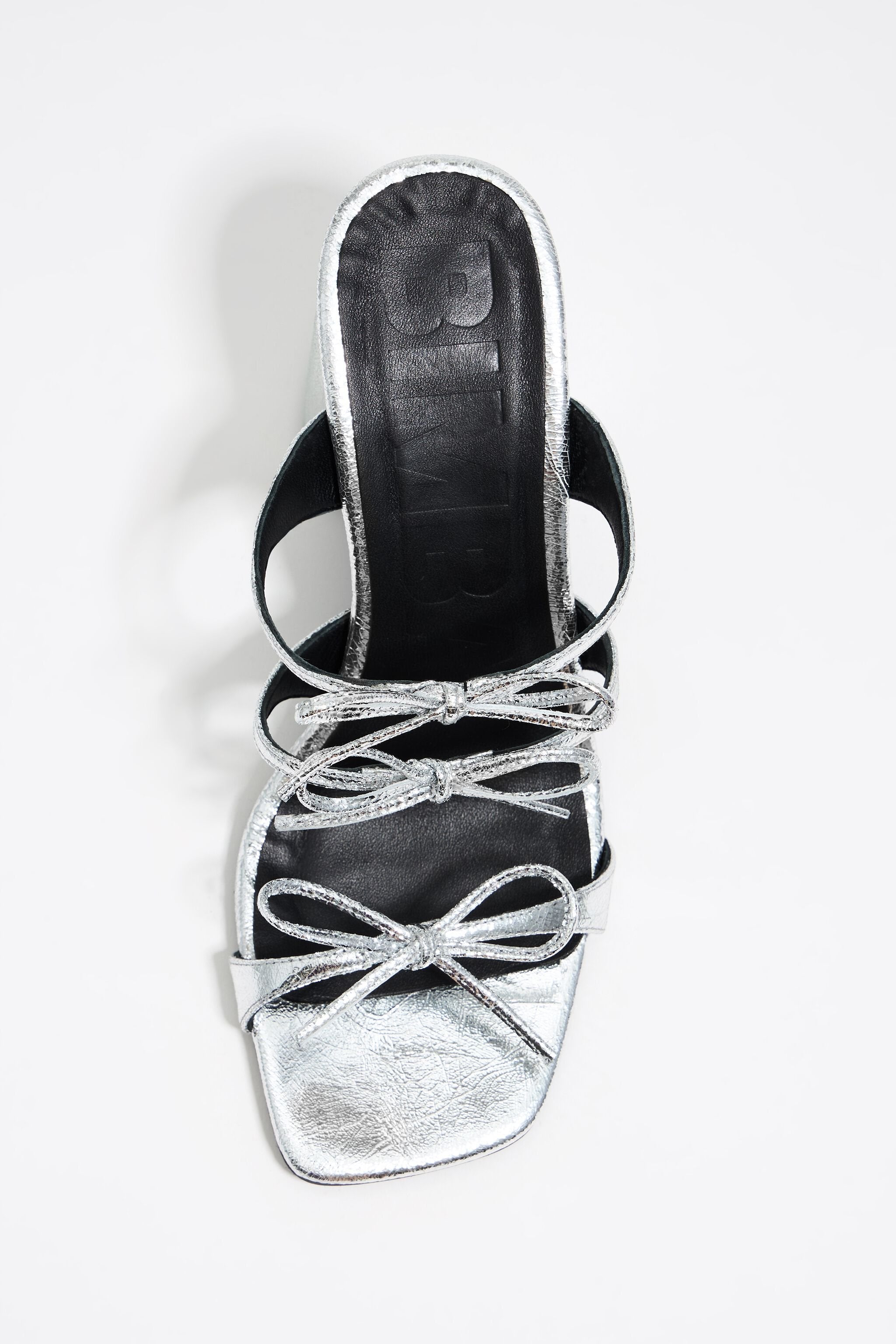Silver leather heeled sandal