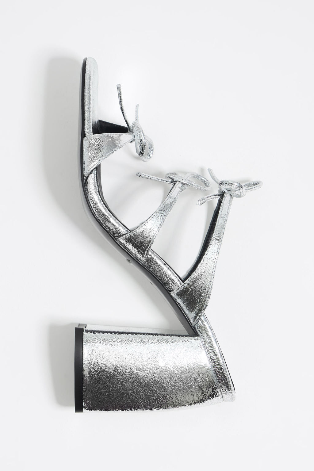 Silver leather heeled sandal