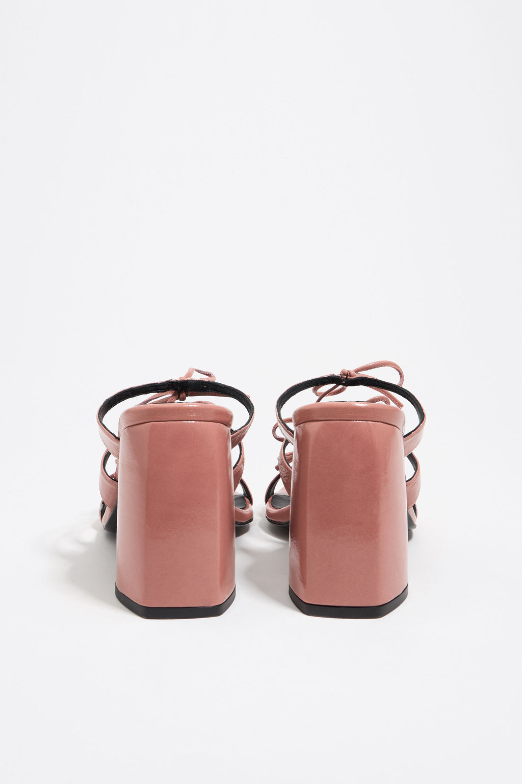 Pink leather heel sandal