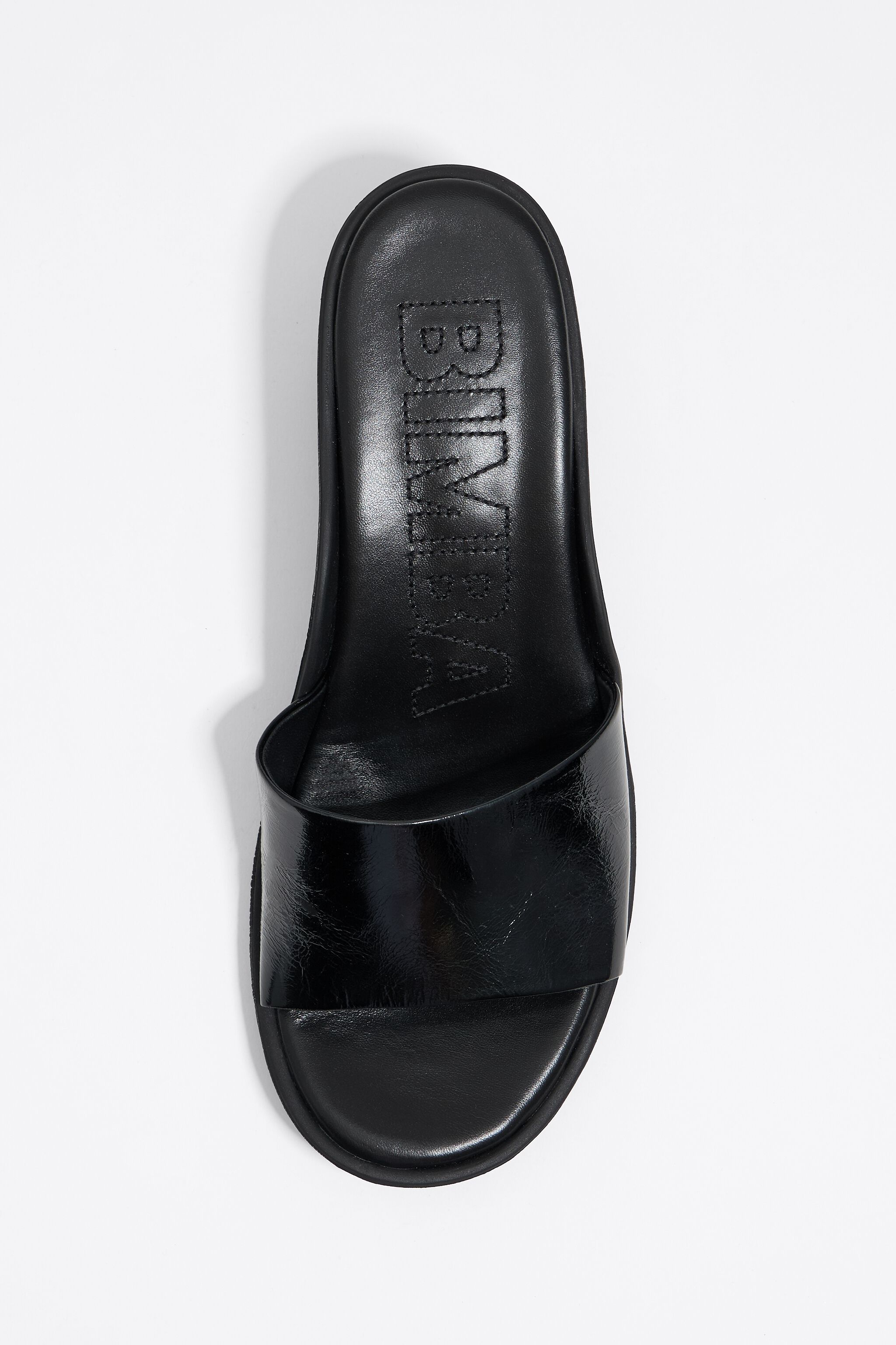 Black leather heel sandal