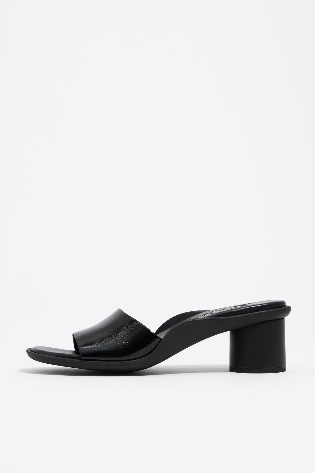 Black leather heel sandal