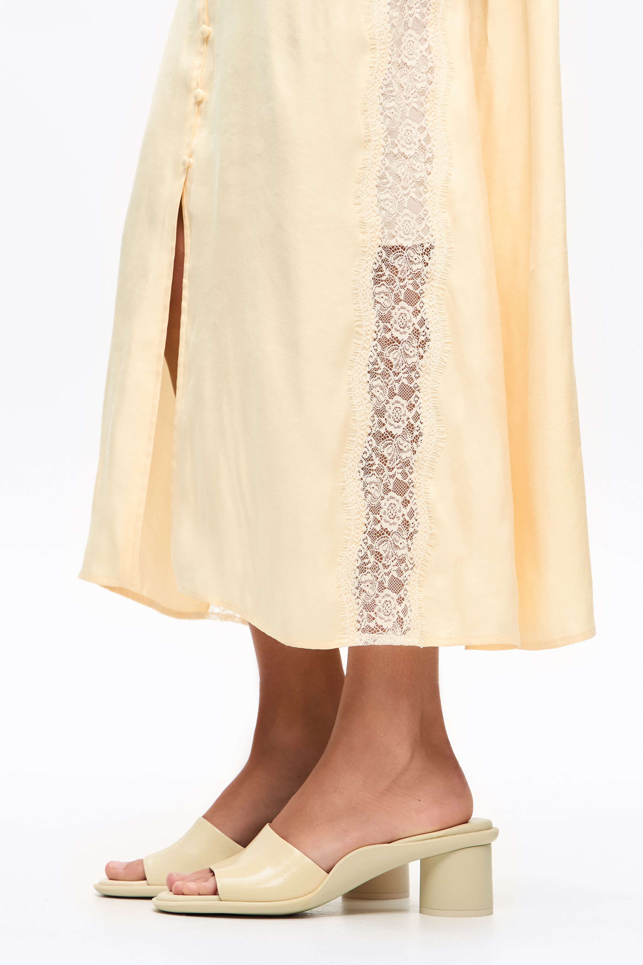 Off-white leather heeled sandal