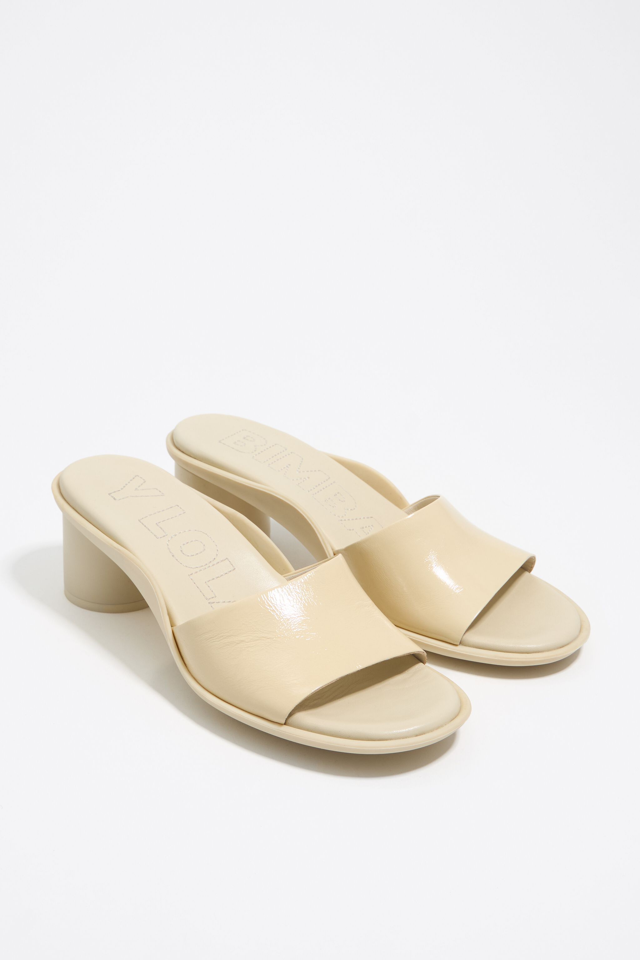 Off-white leather heeled sandal