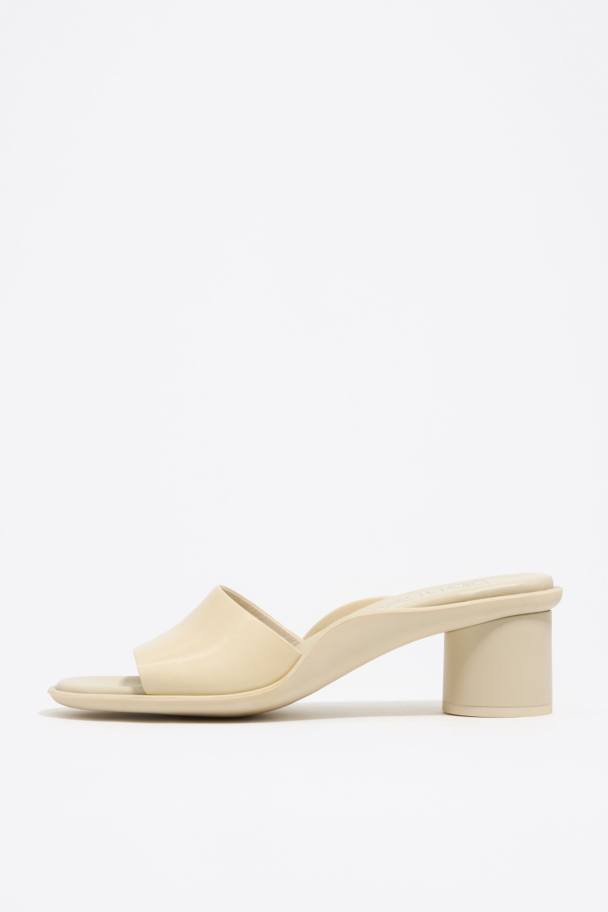 Off-white leather heeled sandal